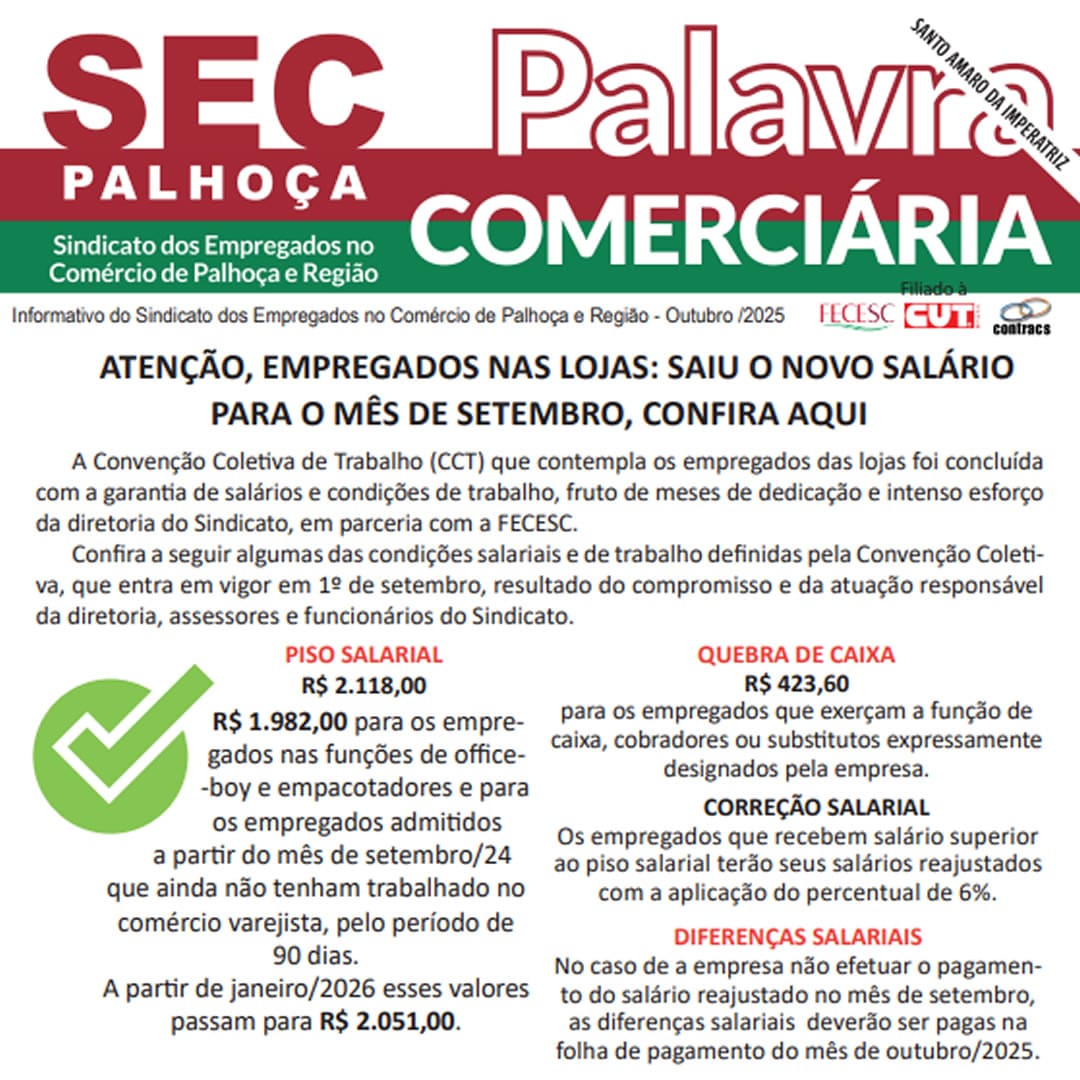 imagem informativo CCT Lojas Santo Amaro da Imperatriz 2025/2026
